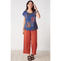 Kesari Cotton Double Gauze Crop Pant - Fire red