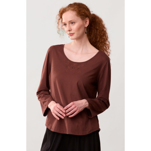Maira Long-Sleeve Cotton Jersey Tee - Redwood Maira Long-Sleeve Cotton Jersey Tee - Redwood