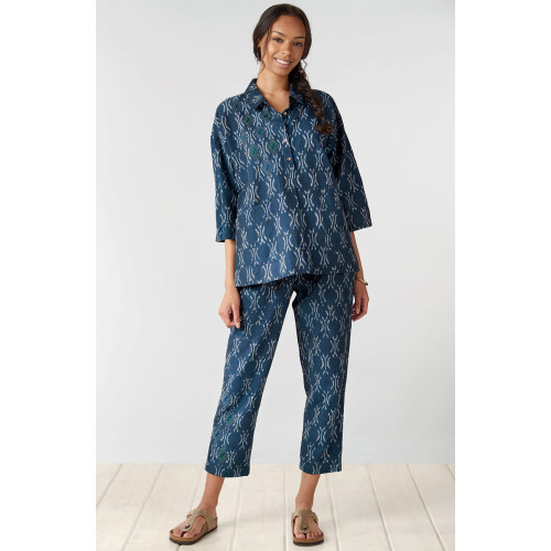 Disha Ikat Tapered Leg Pant - Navy Disha Ikat Tapered Leg Pant - Navy