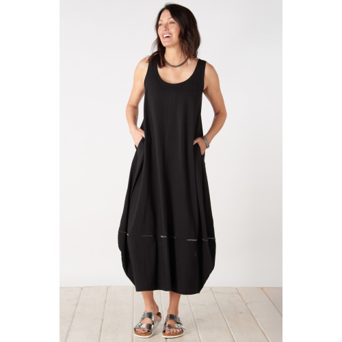 Sonam Cotton Jersey Lantern-Hem Tank Dress - Black Sonam Cotton Jersey Lantern-Hem Tank Dress - Black
