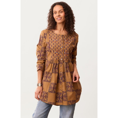 Vasanti Organic Mixed Print Tunic - Maple/Multi