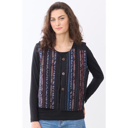 Afiza Reversible Upcycled Boxy Vest - Chindi/Light periwinkle Afiza Reversible Upcycled Boxy Vest - Chindi/Light periwinkle