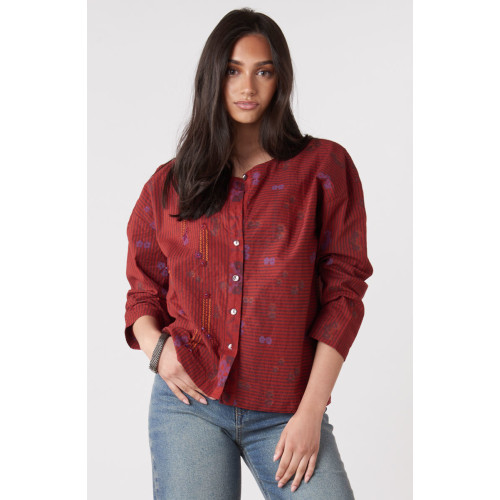 Mysore Organic Boxy Top - Sunset red/Multi Mysore Organic Boxy Top - Sunset red/Multi