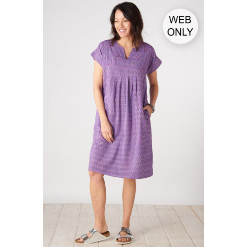 Mahika Notch-Neck Knee-Length Dress - Purple
